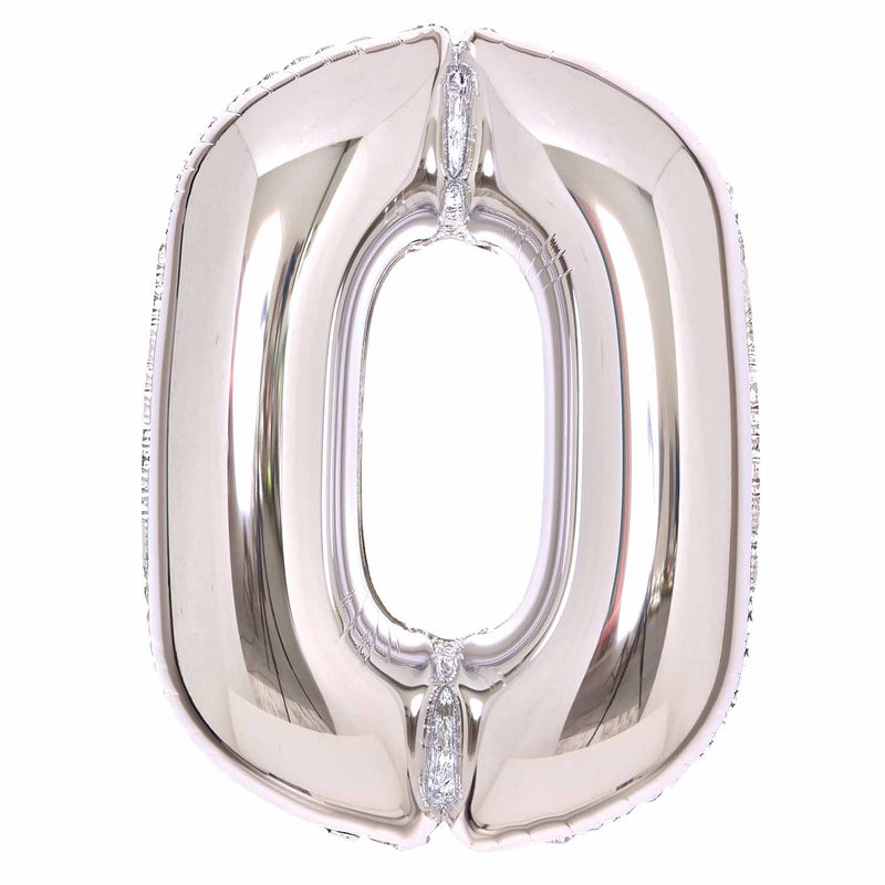 JUMBO NUMBER - 0 - SILVER - Partica Party