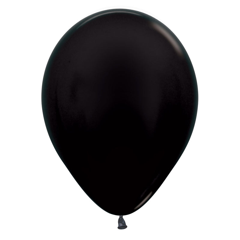 12" LATEX - METALLIC BLACK - PACK OF 50-Latex Balloon Packs-Partica Party