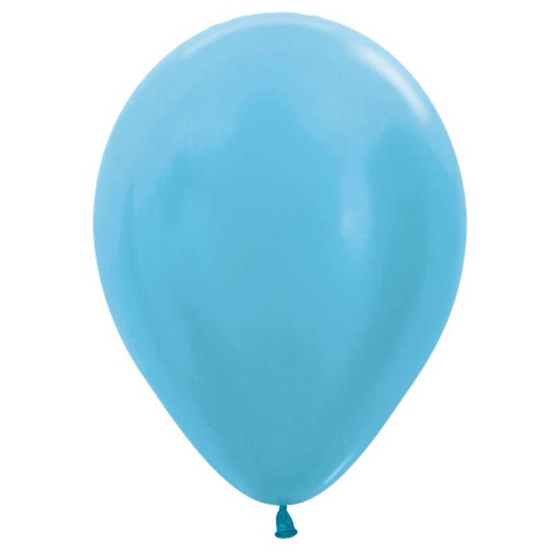 12" LATEX - METALLIC CARIBBEAN BLUE - PACK OF 50-Latex Balloon Packs-Partica Party