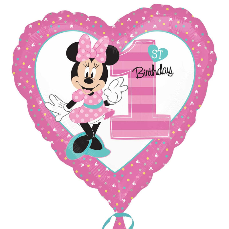 18" FOIL - 1ST BIRTHDAY - MINNIE MOUSE-MICKEY & MINNIE MOUSE BALLOONS-Partica Party