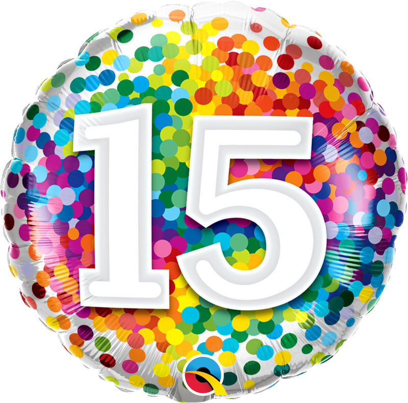 18" FOIL - AGE 15 - RAINBOW CONFETTI-Age Balloon-Partica Party