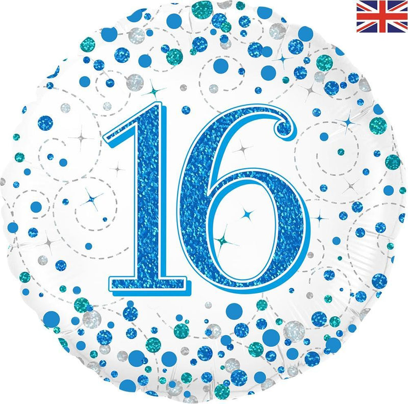 18" FOIL - AGE 16 - BLUE SPARKLING FIZZ-Age Balloon-Partica Party