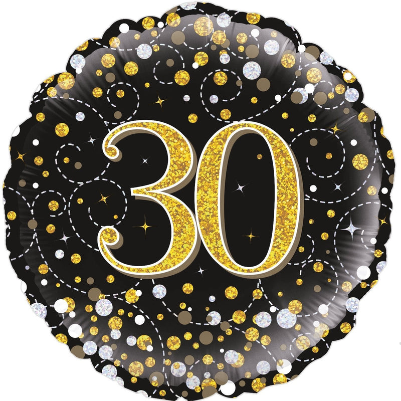 18" FOIL - AGE 30 - BLACK SPARKLING FIZZ-Balloon-Partica Party