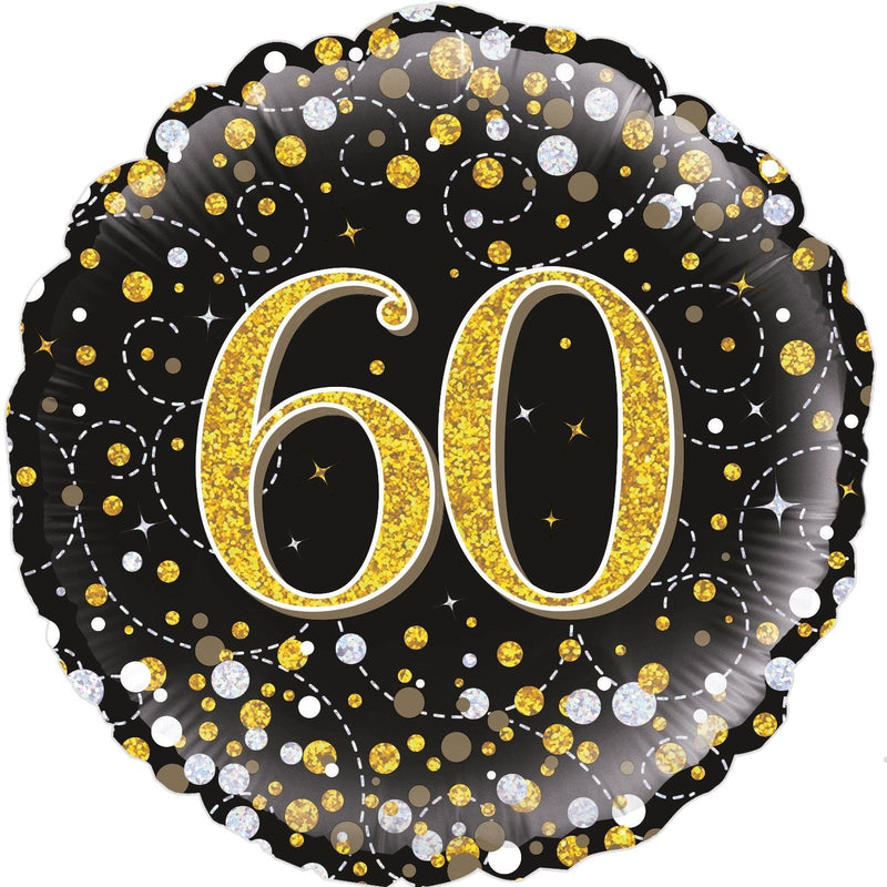 18" FOIL - AGE 60 - GOLD SPARKLING FIZZ-Balloon-Partica Party