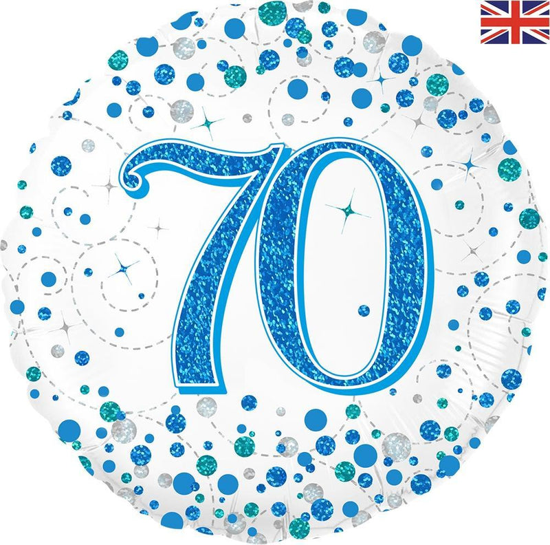 18" FOIL - AGE 70 - BLUE SPARKLING FIZZ-Age Balloon-Partica Party