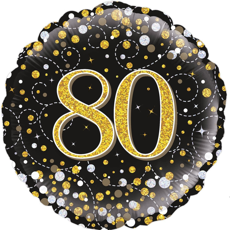 18" FOIL - AGE 80 - GOLD SPARKLING FIZZ-Balloon-Partica Party