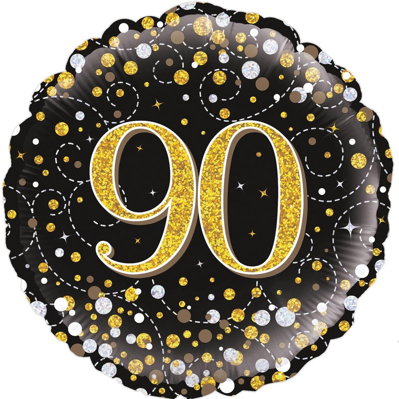 18" FOIL - AGE 90 - GOLD SPARKLING FIZZ-Balloon-Partica Party