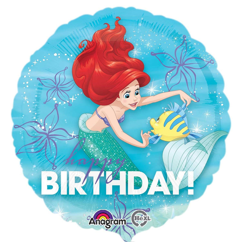 18" FOIL - HAPPY BIRTHDAY - ARIEL-DISNEY PRINCESS BALLOONS-Partica Party