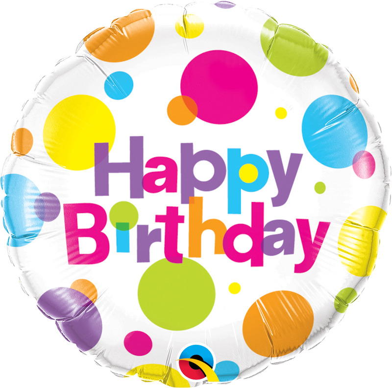 18" FOIL - HAPPY BIRTHDAY - BIG POLKA DOTS-18 INCH FOIL-Partica Party