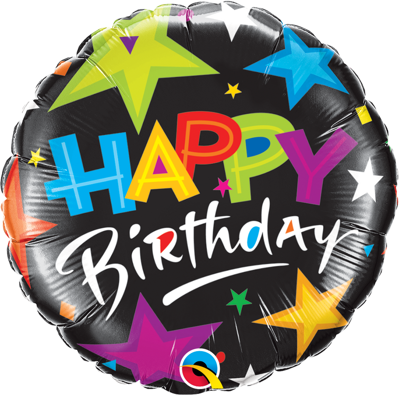 18" FOIL - HAPPY BIRTHDAY - BLACK-18 INCH FOIL-Partica Party