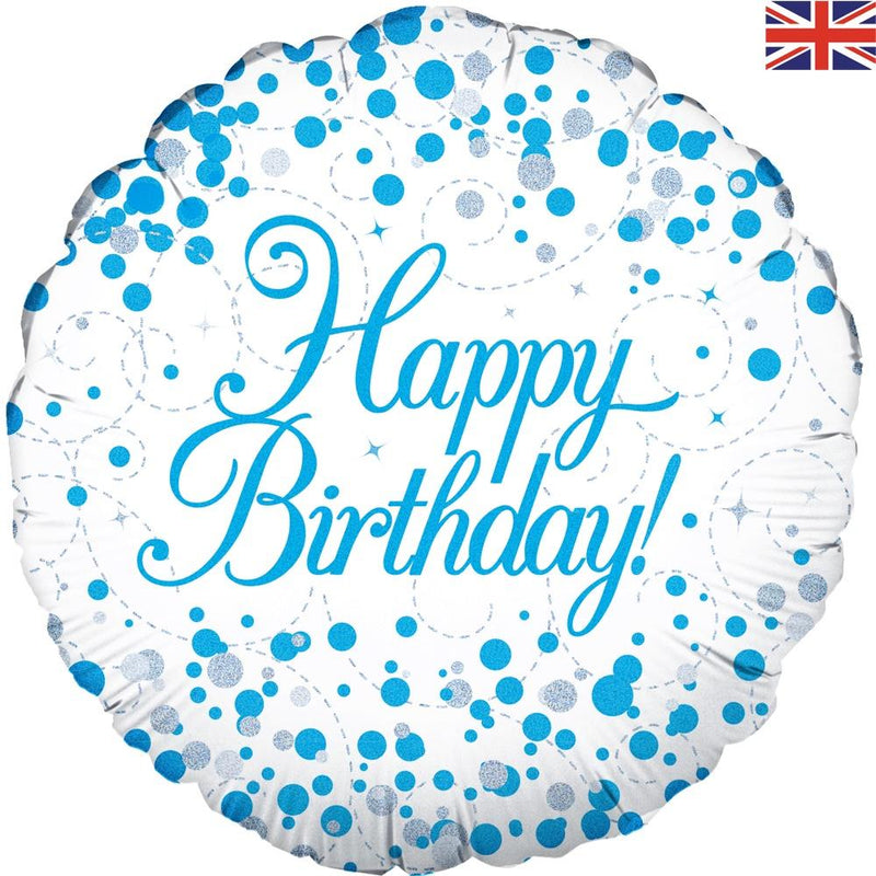 18" FOIL - HAPPY BIRTHDAY - BLUE SPARKLING FIZZ-BIRTHDAY BALLOONS-Partica Party