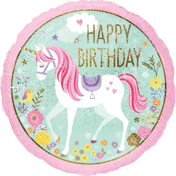 18" FOIL - HAPPY BIRTHDAY - MAGICAL UNICORN-UNICORN BALLOON-Partica Party