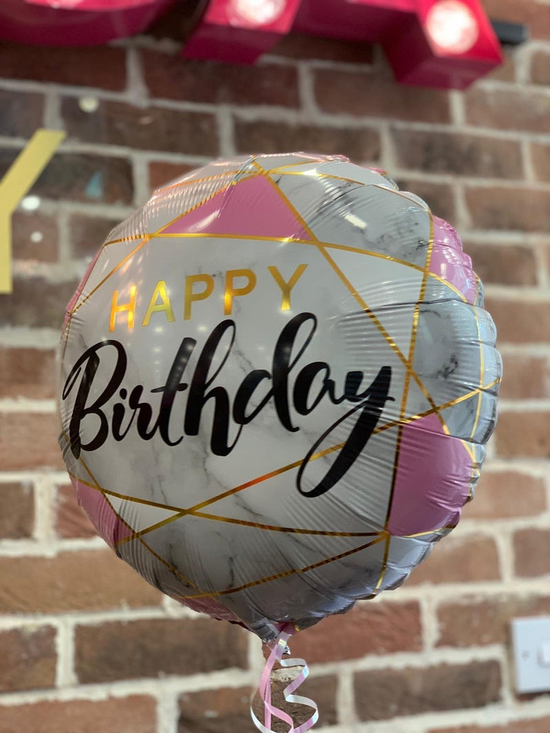 18" FOIL - HAPPY BIRTHDAY - MARBLE RECTANGLES-18 INCH FOIL-Partica Party