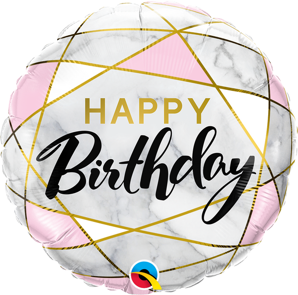 18" FOIL - HAPPY BIRTHDAY - MARBLE RECTANGLES-18 INCH FOIL-Partica Party