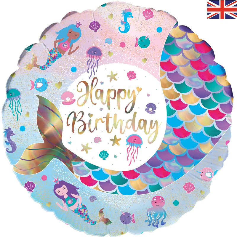 18" FOIL - HAPPY BIRTHDAY - SHIMMERING MERMAID-18 INCH FOIL-Partica Party