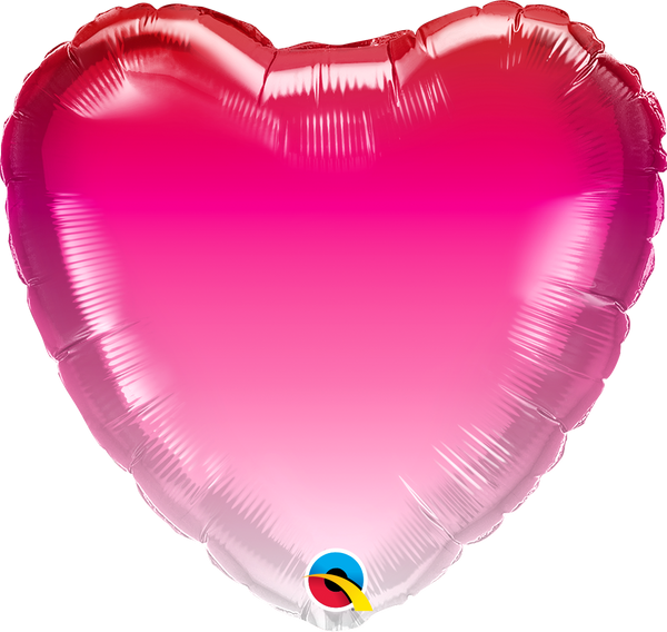 18" FOIL - HEART - PINK OMBRE-FOIL SHAPE-Partica Party