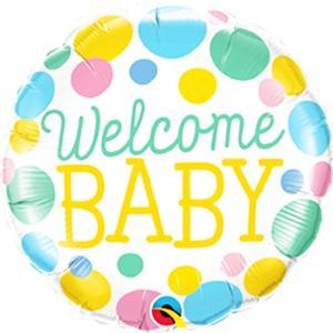 18" FOIL - WELCOME BABY - COLOURFUL DOTS-Balloon-Partica Party
