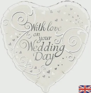 18" FOIL - WITH LOVE ON YOUR WEDDING DAY-18 INCH FOIL-Partica Party
