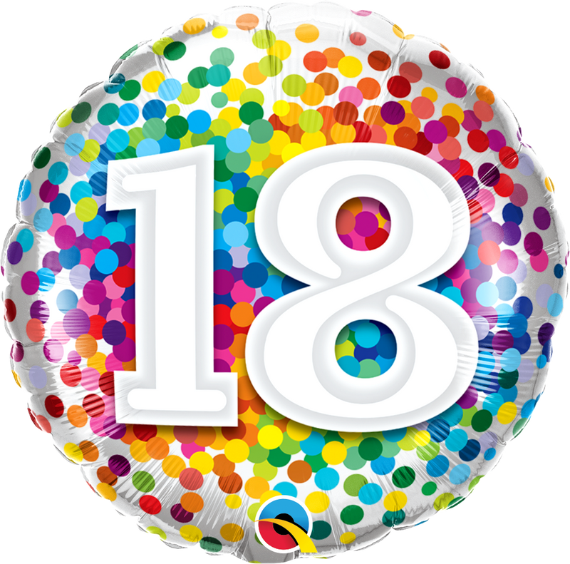 18" FOIL - AGE 18 - RAINBOW CONFETTI-Age Balloon-Partica Party