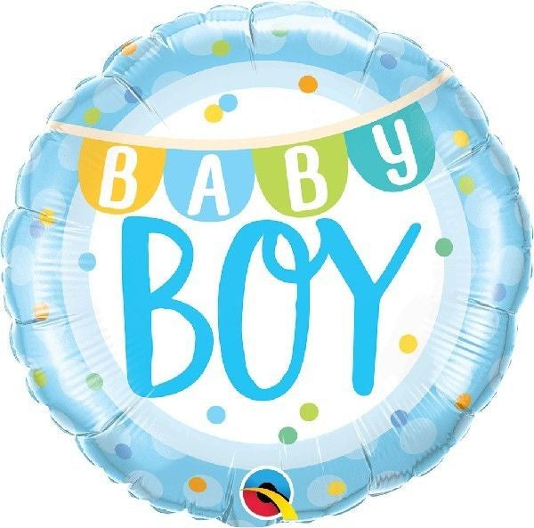18" FOIL - BABY BOY - BANNER & DOTS