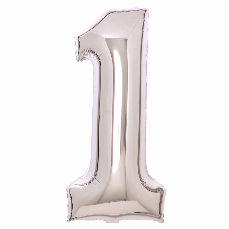 JUMBO NUMBER - 1 - SILVER - Partica Party