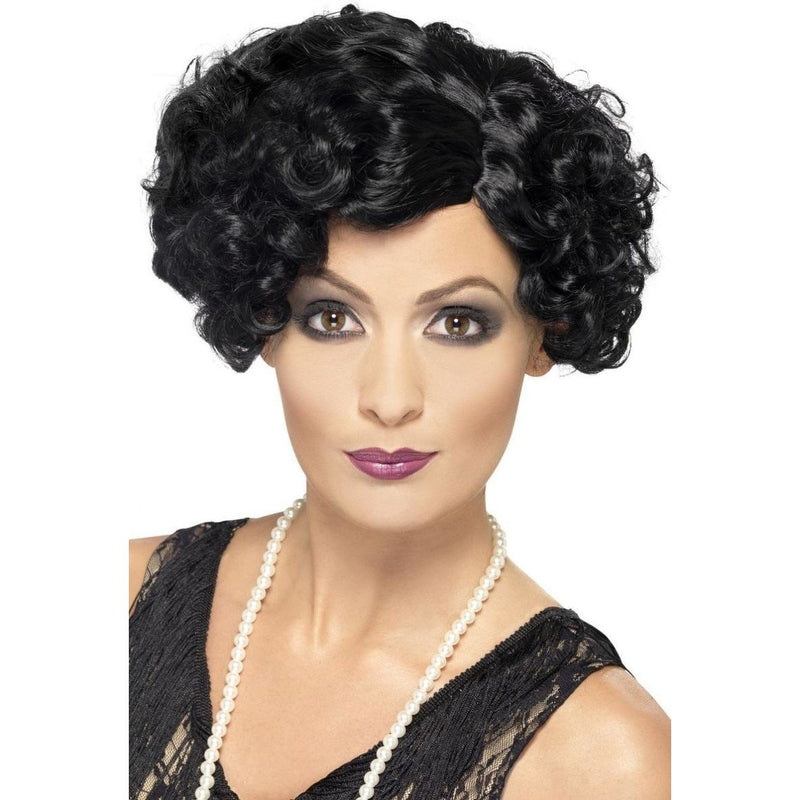 20S FLIRTY FLAPPER WIG - BLACK-THEMED WIGS-Partica Party