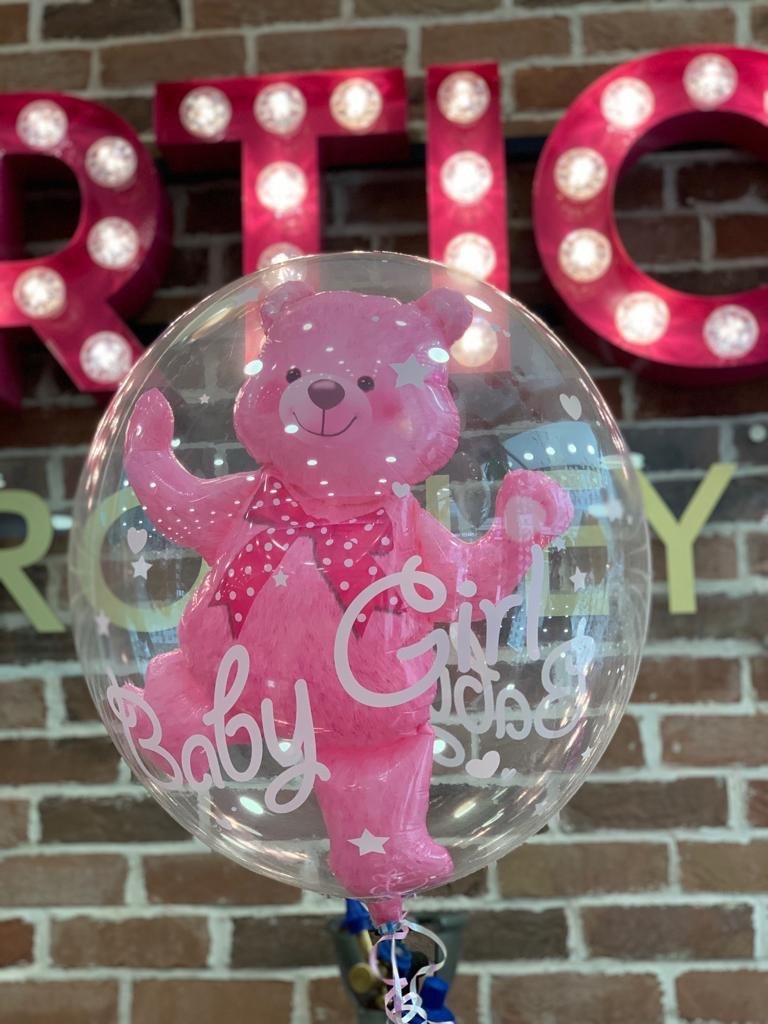 24" BUBBLE - BABY GIRL - BEAR-BUBBLE-Partica Party