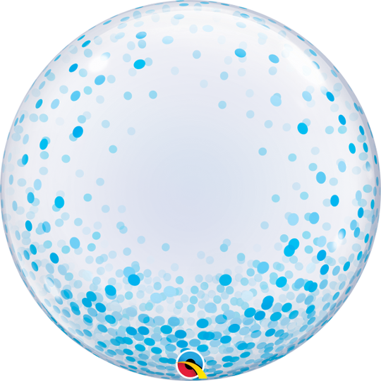 24" DECO BUBBLE - BLUE CONFETTI DOTS