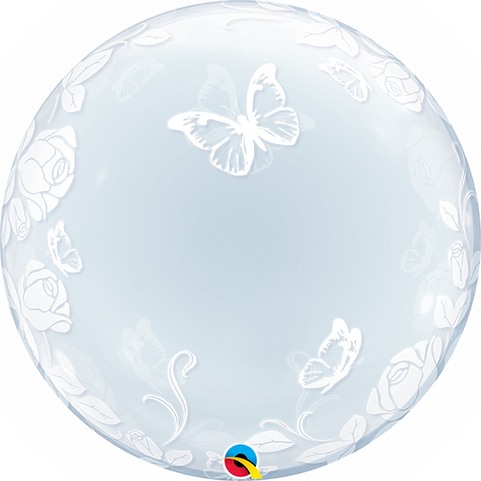 24" DECO BUBBLE - ELEGANT ROSES & BUTTERFLIES