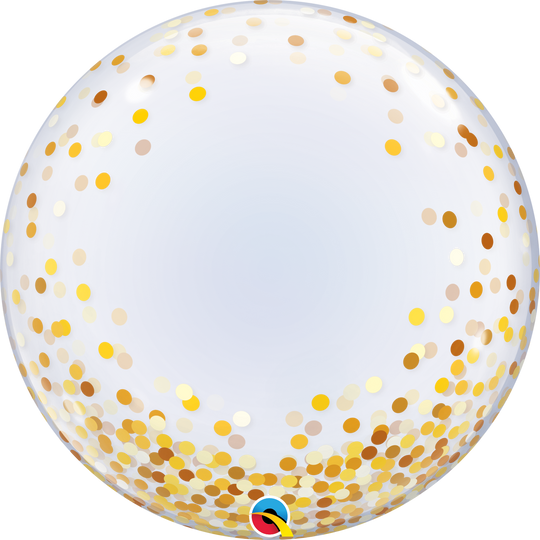 24" DECO BUBBLE - GOLD CONFETTI DOTS