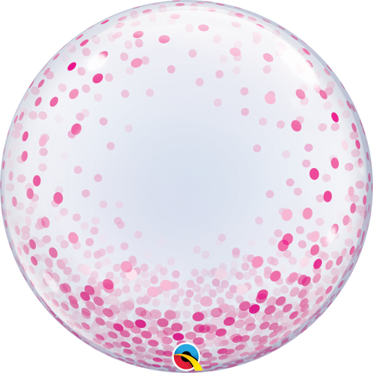 24" DECO BUBBLE - PINK CONFETTI DOTS