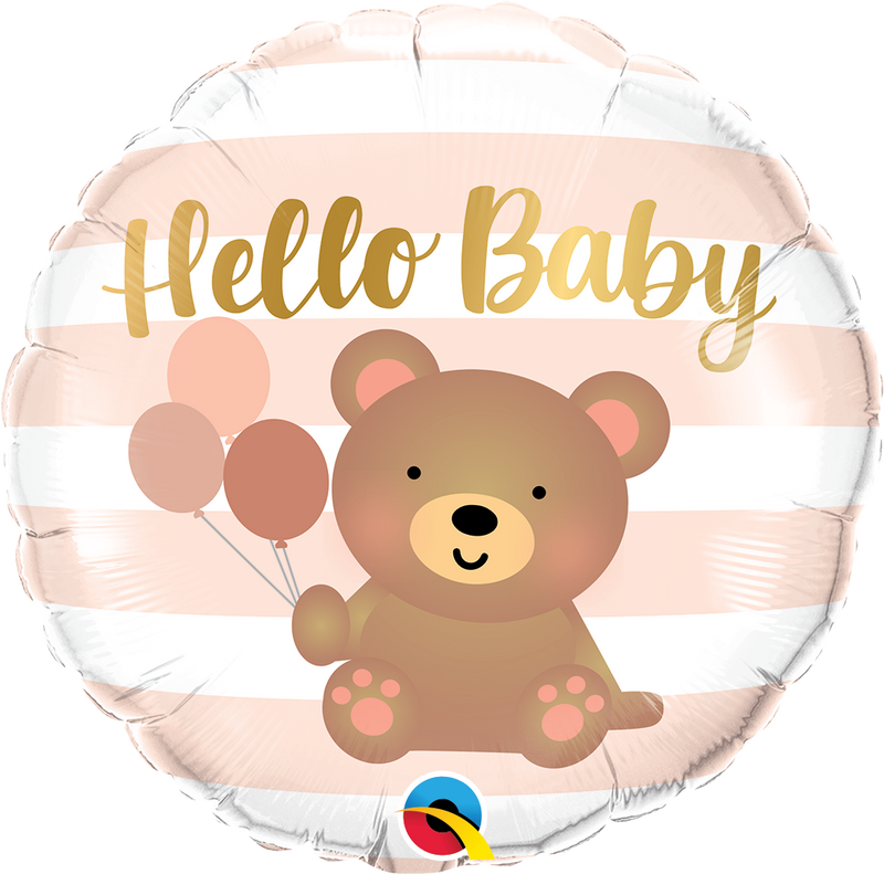 18" FOIL - HELLO BABY - BEAR & BALLOONS