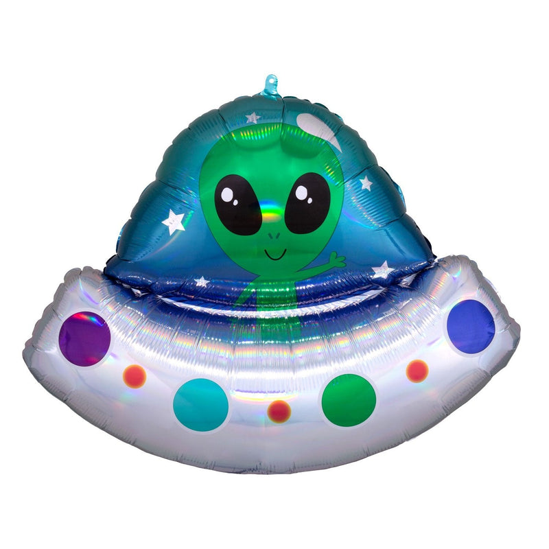 28" FOIL - HOLOGRAPHIC ALIEN UFO-Balloon-Partica Party