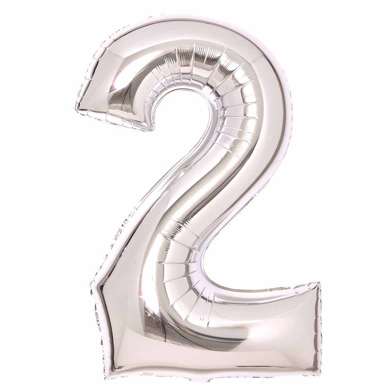JUMBO NUMBER - 2 - SILVER - Partica Party