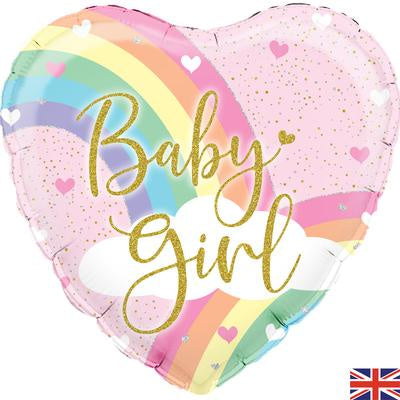 18" FOIL - BABY GIRL - PASTEL RAINBOW