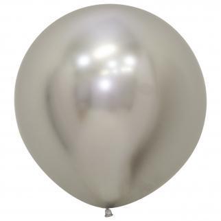 3 PACK LATEX BALLOON - 24" - SILVER-LATEX 24"-Partica Party