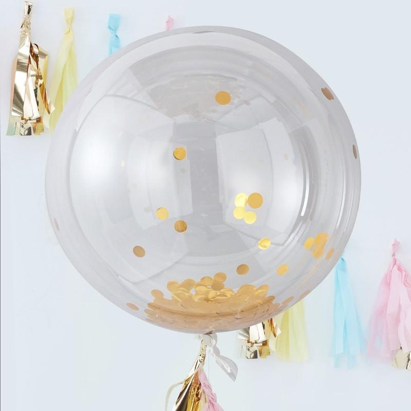 36" ORB BALLOON - GOLD CONFETTI - PACK OF 3-CONFETTI ORB-Partica Party