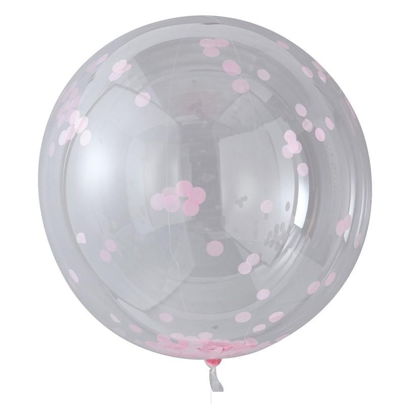 36" ORB BALLOON - PINK CONFETTI - PACK OF 3-CONFETTI ORB-Partica Party