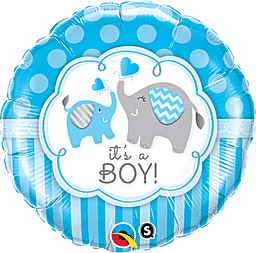 18" FOIL - IT'S A BOY - BLUE ELEPHANTS