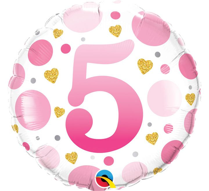 18" FOIL BALLOON - AGE 6 PINK DOTS