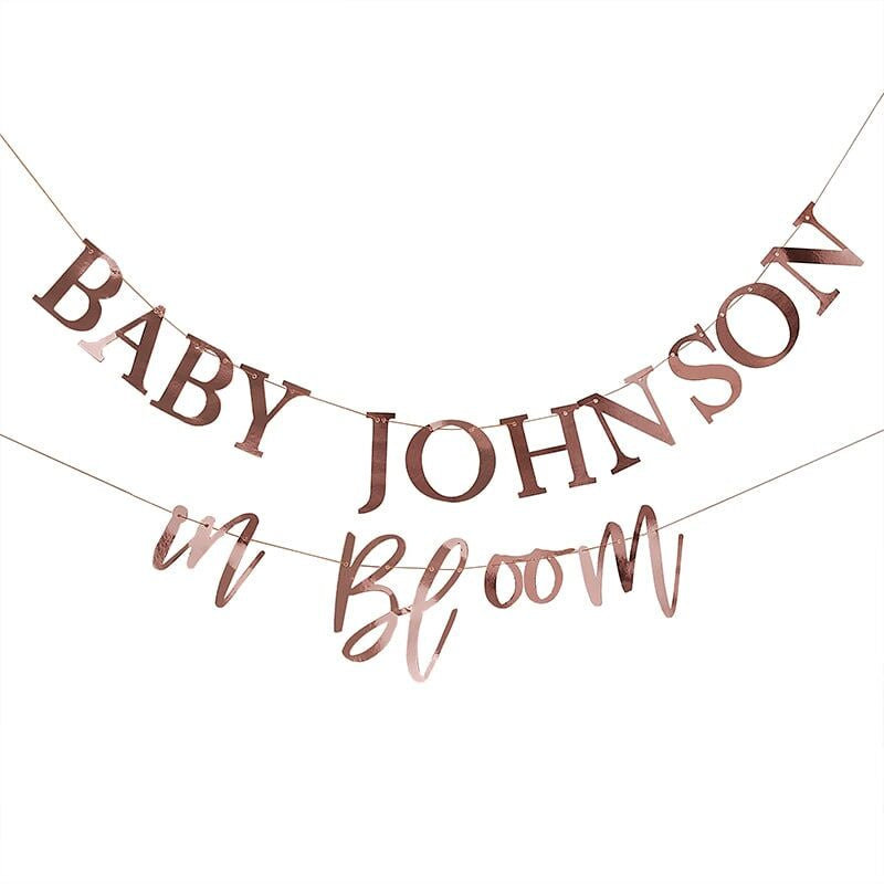 CUSTOMISABLE BUNTING - BABY IN BLOOM - ROSE GOLD