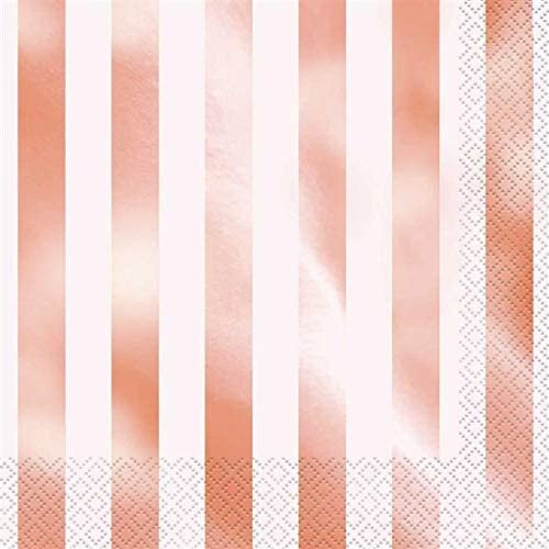 NAPKINS - METALLIC ROSE GOLD / WHITE - PACK OF 16