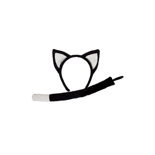 EARS & TAIL SET - BLACK & WHITE CAT