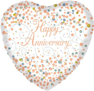 18" FOIL - HAPPY ANNIVERSARY - SPARKLING ROSE GOLD
