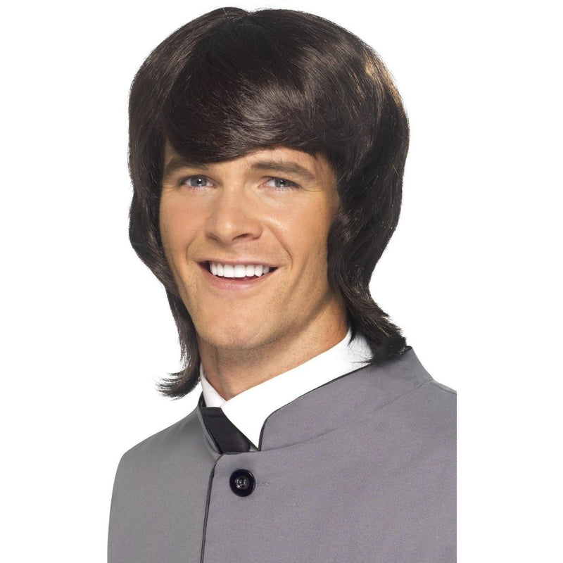 60S MALE MOD WIG - LONG - BROWN-THEMED WIGS-Partica Party