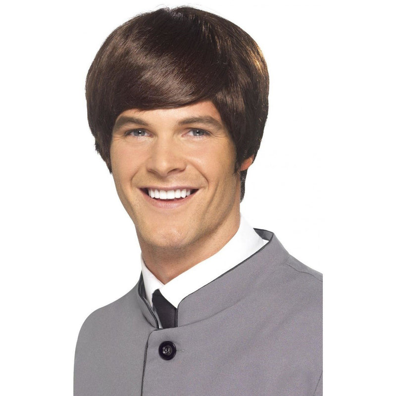 60s MALE MOD WIG - SHORT - BROWN-THEMED WIGS-Partica Party