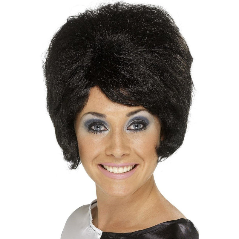 60S BEEHIVE WIG - BLACK-THEMED WIGS-Partica Party