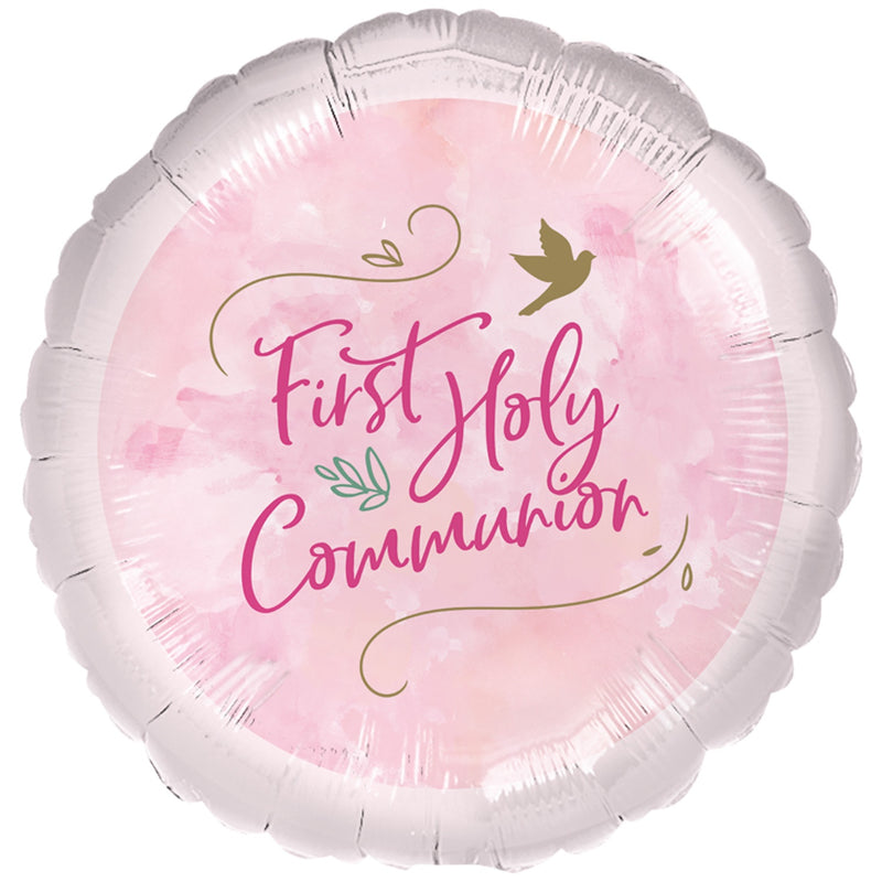 18" FOIL - FIRST HOLY COMMUNION - PINK