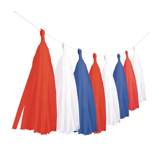 TASSEL GARLAND - RED, WHITE & BLUE