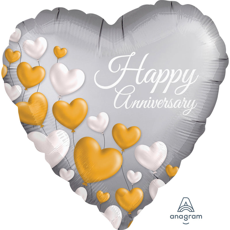 18" FOIL - HAPPY ANNIVERSARY - SILVER